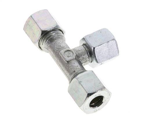 Racor en T de acero zincado 8L con rótula 315 bar NBR ajustable ISO 8434-1