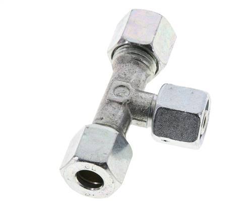Racor en T de acero zincado 8L con rótula 315 bar NBR ajustable ISO 8434-1