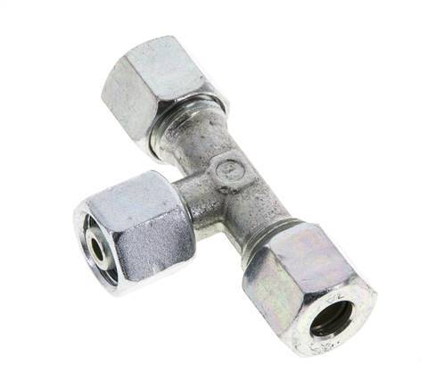 Racor en T de acero zincado 8L con rótula 315 bar NBR ajustable ISO 8434-1