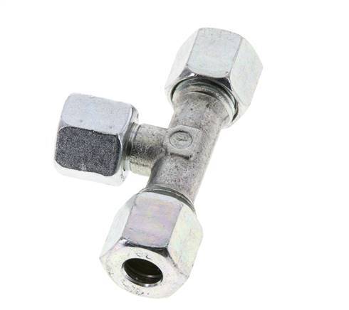 Racor en T de acero zincado 8L con rótula 315 bar NBR ajustable ISO 8434-1