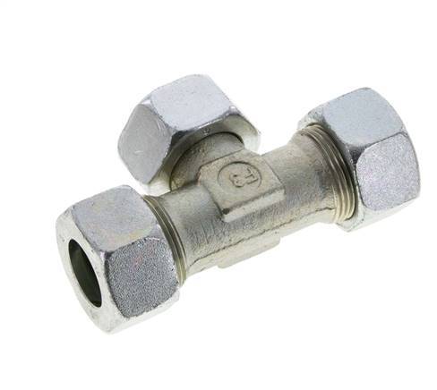 Racor en T de acero 18L zincado con rótula 315 bar NBR ajustable ISO 8434-1