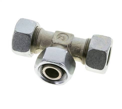 Racor en T de acero 18L zincado con rótula 315 bar NBR ajustable ISO 8434-1