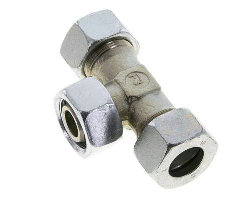 Racor en T de acero 18L zincado con rótula 315 bar NBR ajustable ISO 8434-1