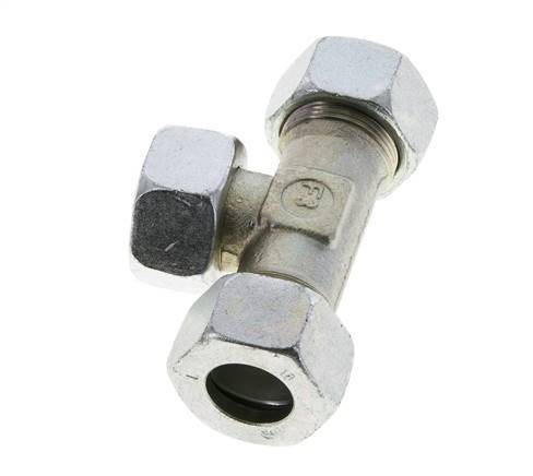 Racor en T de acero 18L zincado con rótula 315 bar NBR ajustable ISO 8434-1