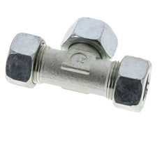 Racor en T de acero zincado 22L con rótula 160 bar NBR ajustable ISO 8434-1