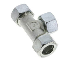 Racor en T de acero zincado 22L con rótula 160 bar NBR ajustable ISO 8434-1