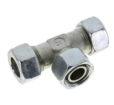 Racor en T de acero zincado 22L con rótula 160 bar NBR ajustable ISO 8434-1