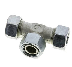 Racor en T de acero zincado 22L con rótula 160 bar NBR ajustable ISO 8434-1