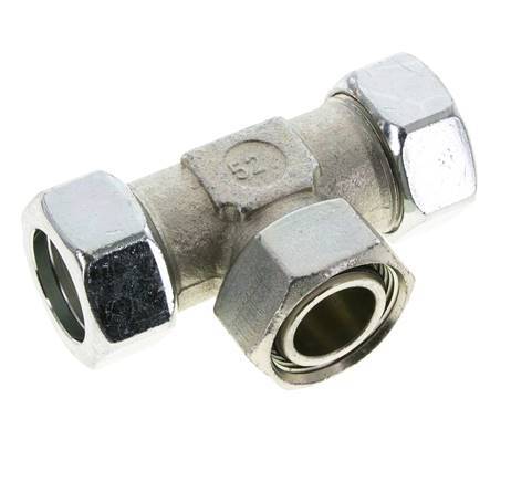 Racor en T de acero cincado 28L con rótula 160 bar NBR ajustable ISO 8434-1