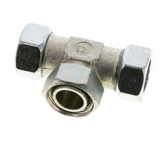 Racor en T de acero cincado 28L con rótula 160 bar NBR ajustable ISO 8434-1