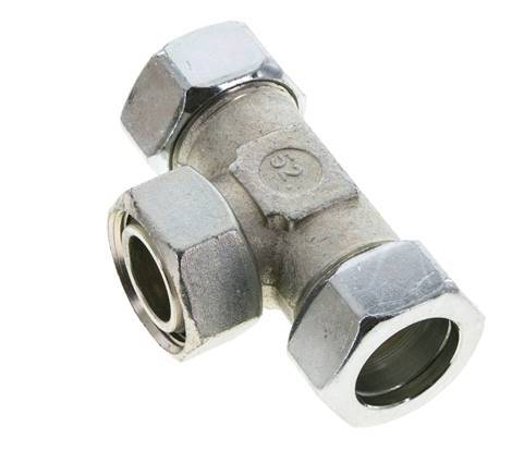 Racor en T de acero cincado 28L con rótula 160 bar NBR ajustable ISO 8434-1