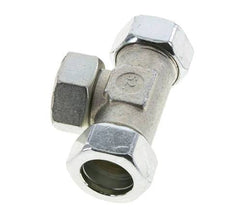 Racor en T de acero cincado 28L con rótula 160 bar NBR ajustable ISO 8434-1