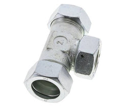 Racor en T de acero cincado 35L con rótula 160 bar NBR ajustable ISO 8434-1