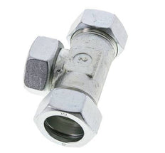Racor en T de acero cincado 35L con rótula 160 bar NBR ajustable ISO 8434-1