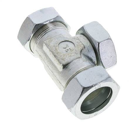 42L Racor en T de acero zincado con rótula 160 bar NBR ajustable ISO 8434-1