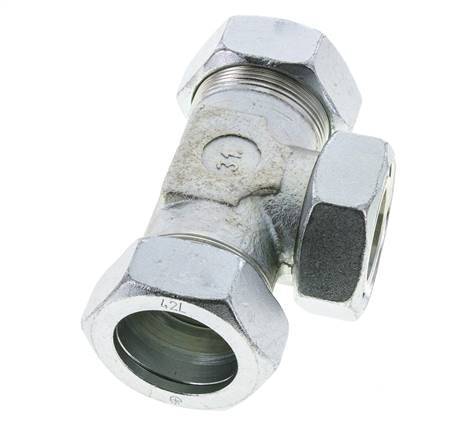 42L Racor en T de acero zincado con rótula 160 bar NBR ajustable ISO 8434-1