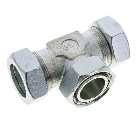 42L Racor en T de acero zincado con rótula 160 bar NBR ajustable ISO 8434-1