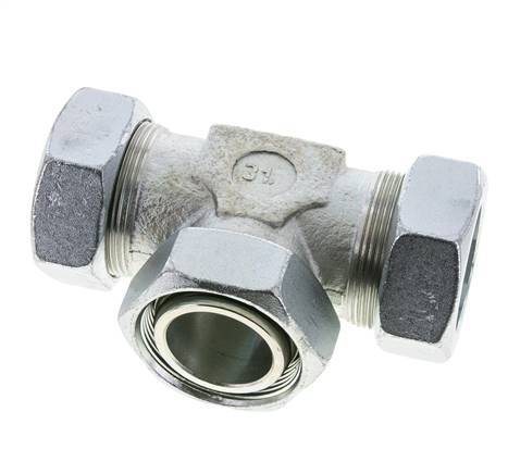 42L Racor en T de acero zincado con rótula 160 bar NBR ajustable ISO 8434-1
