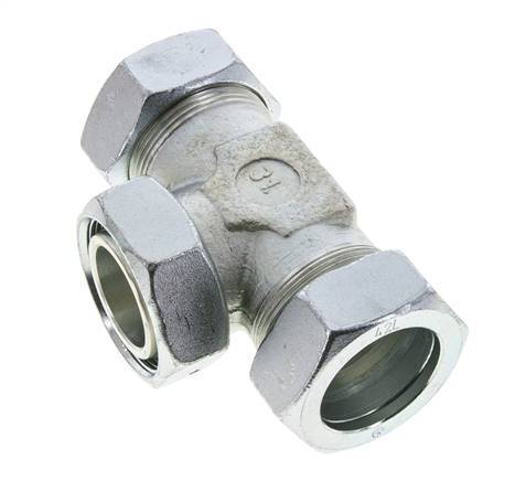 42L Racor en T de acero zincado con rótula 160 bar NBR ajustable ISO 8434-1