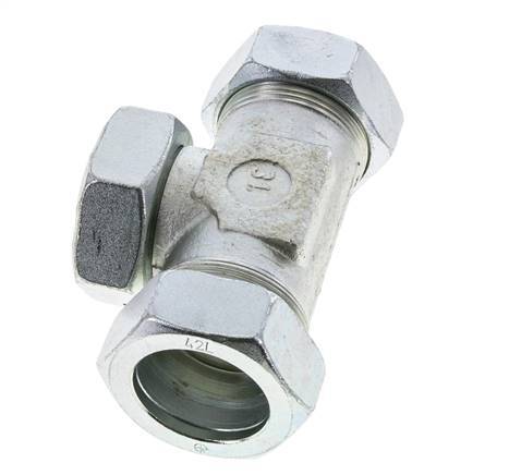 42L Racor en T de acero zincado con rótula 160 bar NBR ajustable ISO 8434-1