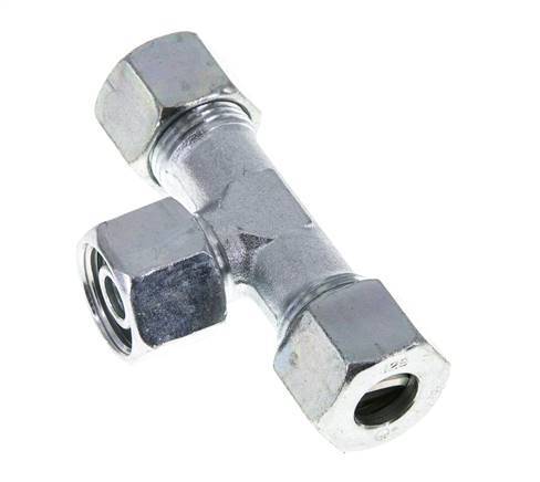 12S Racor en T de acero zincado con rótula 630 bar NBR ajustable ISO 8434-1