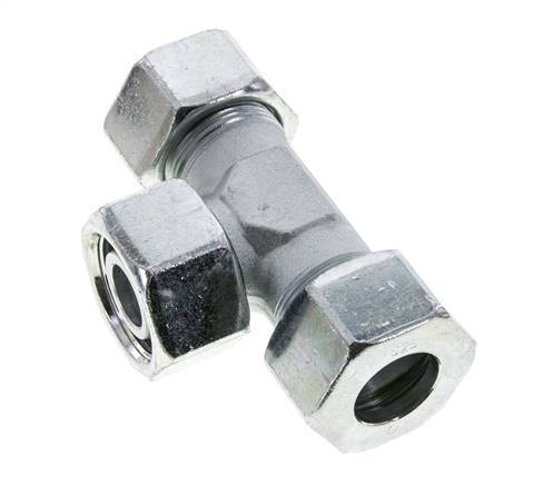 25S Racor en T de acero zincado con rótula 400 bar NBR ajustable ISO 8434-1