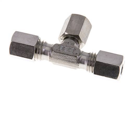 Accesorio de corte en T de acero inoxidable 6L con rótula 315 bar FKM ajustable ISO 8434-1