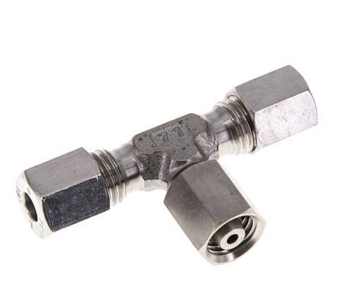 Accesorio de corte en T de acero inoxidable 6L con rótula 315 bar FKM ajustable ISO 8434-1