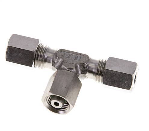 Accesorio de corte en T de acero inoxidable 6L con rótula 315 bar FKM ajustable ISO 8434-1