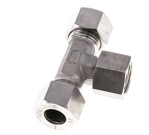 Accesorio de corte en T de acero inoxidable 12L con rótula 315 bar FKM ajustable ISO 8434-1