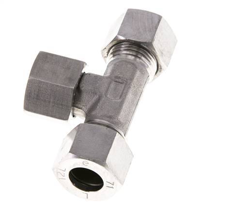 Accesorio de corte en T de acero inoxidable 12L con rótula 315 bar FKM ajustable ISO 8434-1