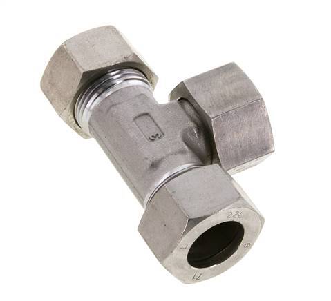 Accesorio de corte en T de acero inoxidable 22L con rótula 160 bar FKM ajustable ISO 8434-1
