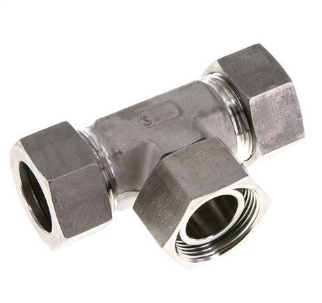 Accesorio de corte en T de acero inoxidable 28L con rótula 160 bar FKM ajustable ISO 8434-1