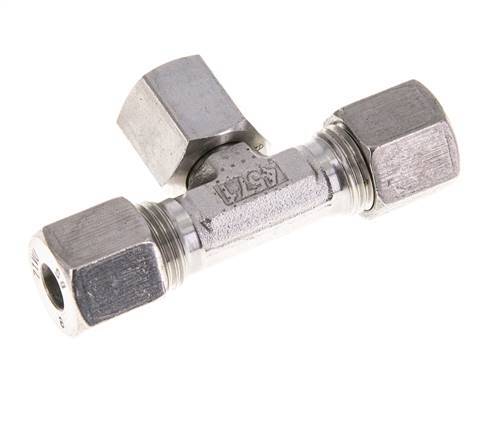 Accesorio de corte en T de acero inoxidable 8S con rótula 630 bar FKM ajustable ISO 8434-1