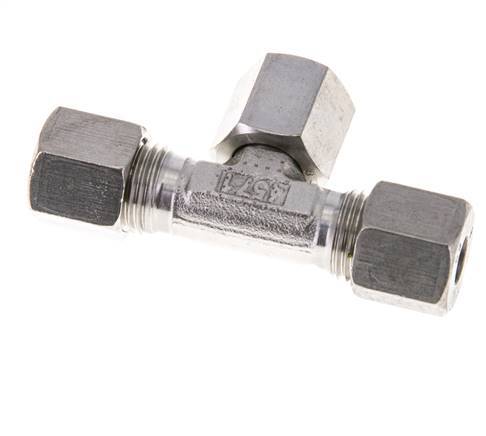 Accesorio de corte en T de acero inoxidable 8S con rótula 630 bar FKM ajustable ISO 8434-1