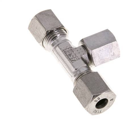 Accesorio de corte en T de acero inoxidable 8S con rótula 630 bar FKM ajustable ISO 8434-1