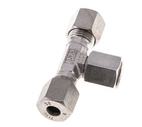 Accesorio de corte en T de acero inoxidable 8S con rótula 630 bar FKM ajustable ISO 8434-1
