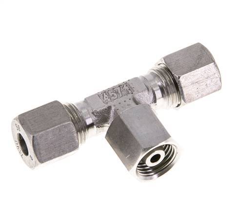 Accesorio de corte en T de acero inoxidable 8S con rótula 630 bar FKM ajustable ISO 8434-1