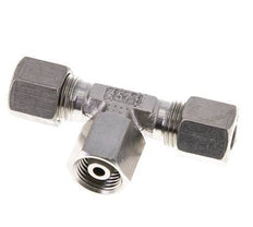 Accesorio de corte en T de acero inoxidable 8S con rótula 630 bar FKM ajustable ISO 8434-1