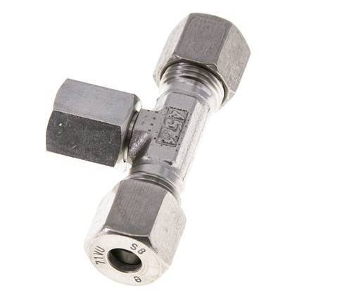 Accesorio de corte en T de acero inoxidable 8S con rótula 630 bar FKM ajustable ISO 8434-1
