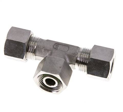 Accesorio de corte en T de acero inoxidable 12S con rótula 630 bar FKM ajustable ISO 8434-1