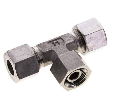 Accesorio de corte en T de acero inoxidable 14S con rótula 630 bar FKM ajustable ISO 8434-1