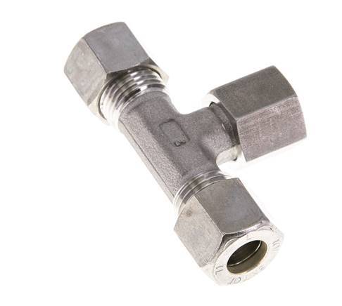 Accesorio de compresión en T de acero inoxidable 10L con rótula 315 bar FKM ajustable ISO 8434-1