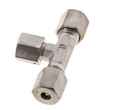 Accesorio de compresión en T de acero inoxidable 6S con rótula 500 bar FKM ajustable ISO 8434-1