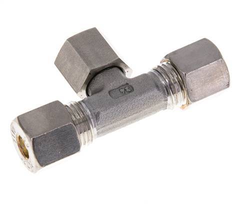 Accesorio de compresión en T de acero inoxidable 8S con rótula 500 bar FKM ajustable ISO 8434-1