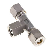 Accesorio de compresión en T de acero inoxidable 8S con rótula 500 bar FKM ajustable ISO 8434-1