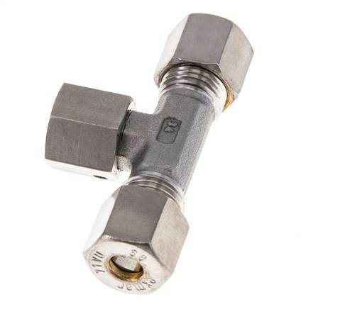 Accesorio de compresión en T de acero inoxidable 8S con rótula 500 bar FKM ajustable ISO 8434-1