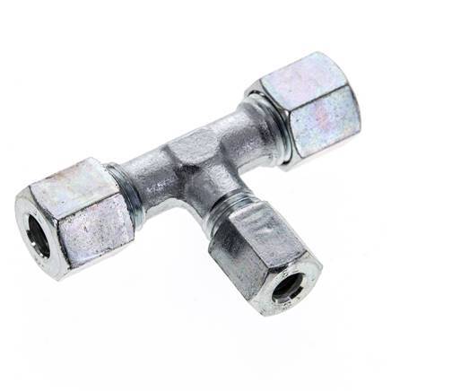 6L & 8L Zink plated Steel T-Shape Tee Cutting Fitting 315 bar ISO 8434-1