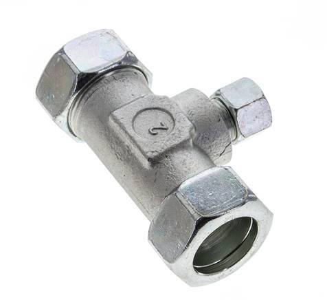 12L & 28L Zink plated Steel T-Shape Tee Cutting Fitting 160 bar ISO 8434-1
