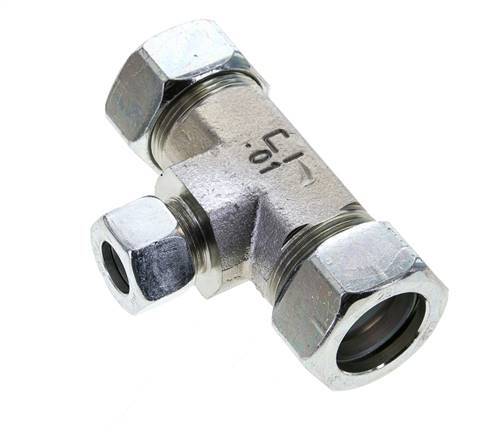 15L & 28L Zink plated Steel T-Shape Tee Cutting Fitting 160 bar ISO 8434-1